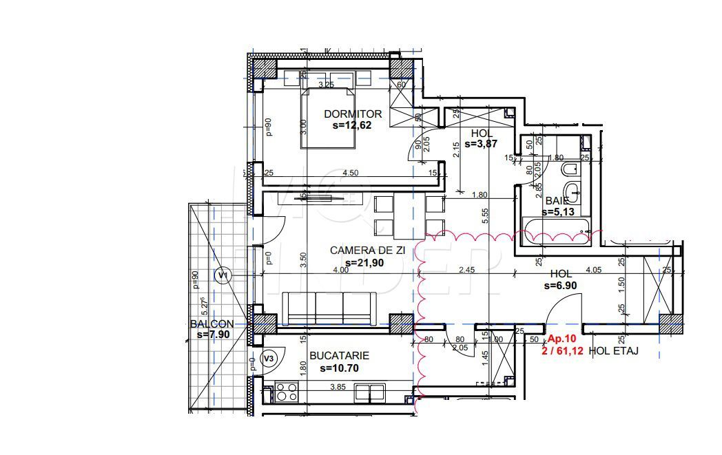 Vanzare apartament 2 camere Andrei Muresanu 61 mp utili + balcon - Poză 7