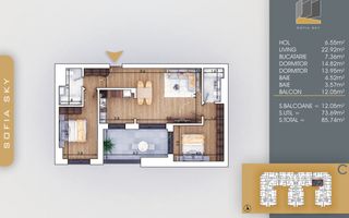 Apartament 3 Camere Finalizat, Pallady - metrou Teclu - Poză 1