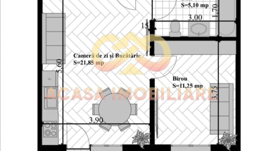 IDEAL INVESTITIE APARTAMENT 2 CAMERE OPEN SPACE 43MP - Poză 2