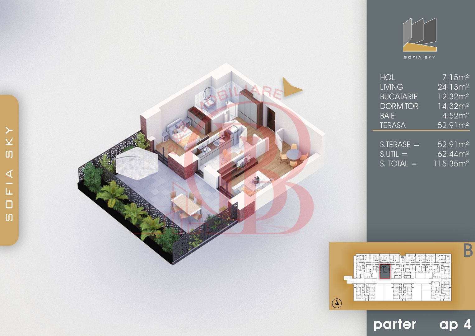 Bloc Finalizat Apartament 2 camere cu Terasa 7min Metrou - Schiță 5