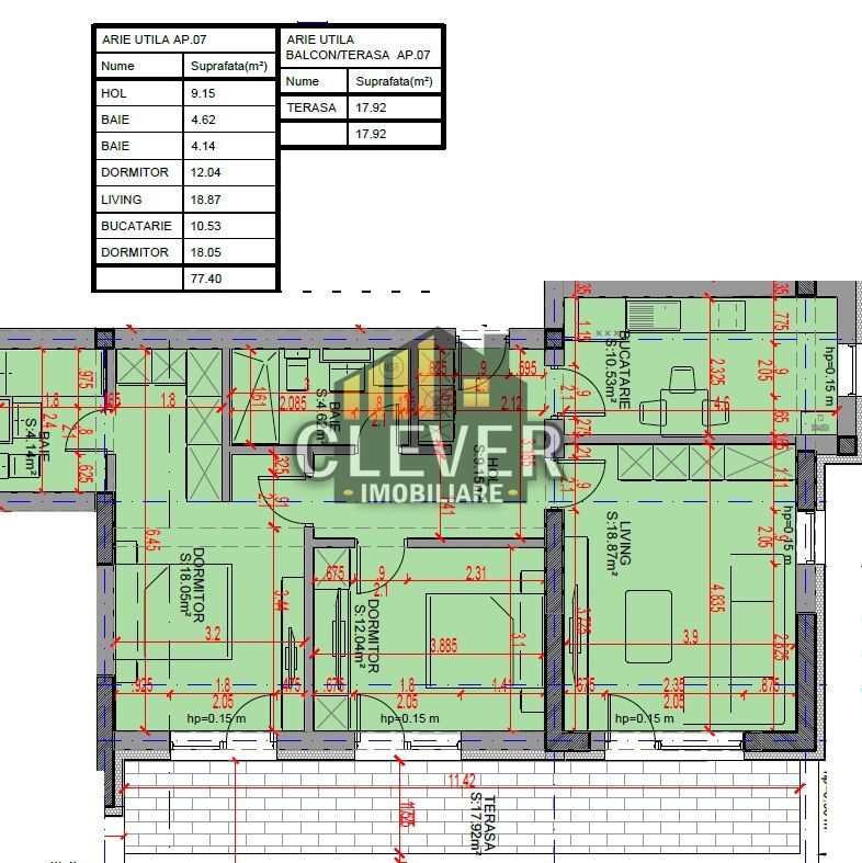 3 Camere | 95,32 mp Total | Terasă 17,92 mp | Comision 0% - Poză 2