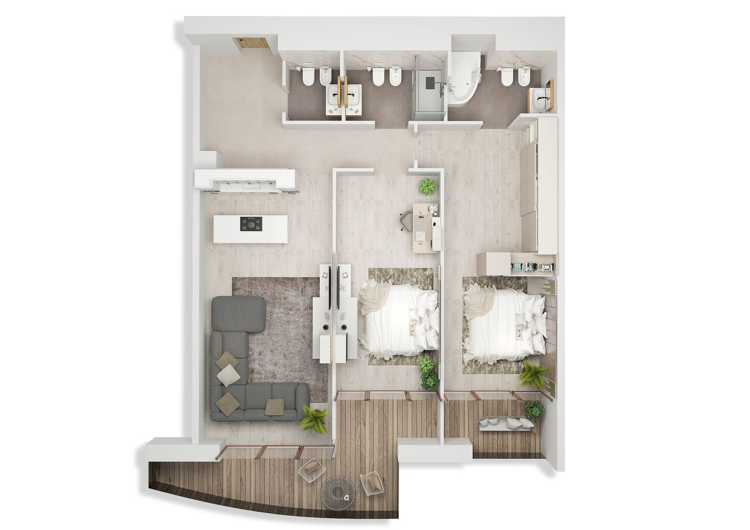 Vanzare apartament 3 camere Verdi Park Parcare si boxa inclusa - Poză 3