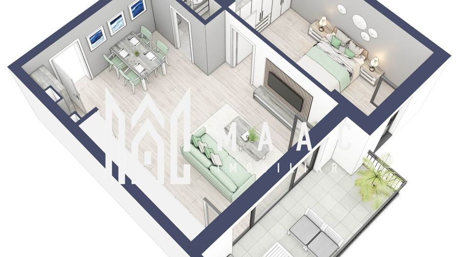Apartament 2 camere | Etaj 3 | Balcon 10.7  | Turnisor - Poză 4