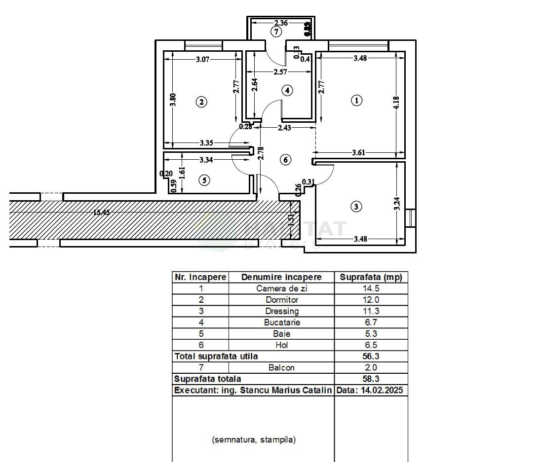 Apartament 3 camere – 58 mp + balcon – Fază 2 | - Schiță 17