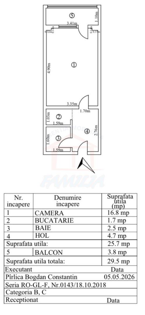 42.5oo euro, apartament o camera LIBER!!!,  etaj intermediar Siderurg - Poză 3