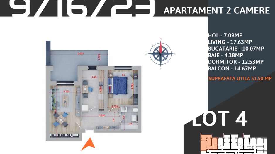 Oferta Lansare 2 camere parcare bonus centrala apartament - Schiță 7
