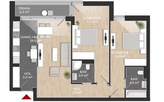 VANZARE 3 CAMERE | BALCON | STRAULESTI | PISCINA PRIVATA A COMPLEXULUI - Schiță 6