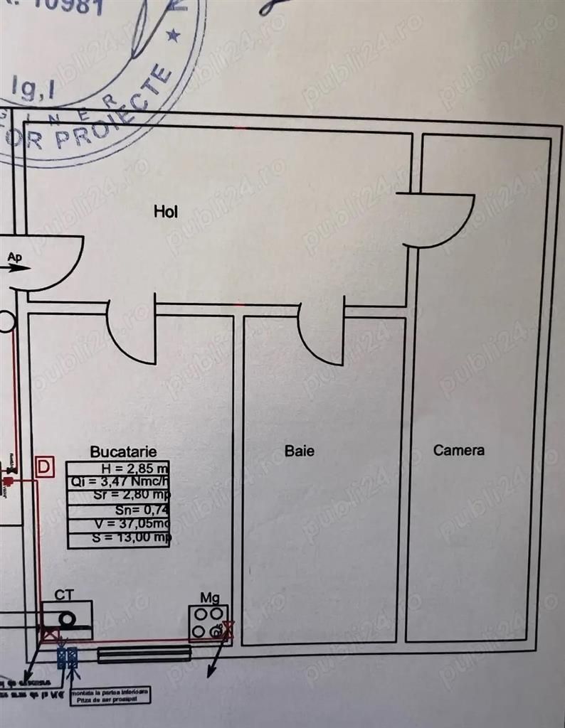 Apartament 1 camera  Bucovina etaj 2  cu centrala - Poză 6