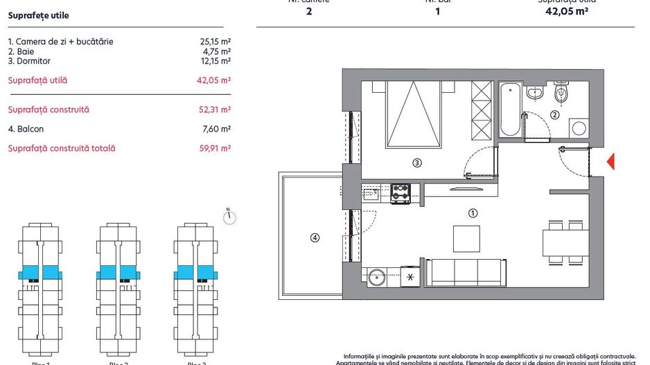 APARTAMENT 2 CAMERE | PALLADY | PROIECT NOU - Poză 7