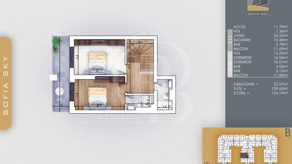 Apartament 3 camere-Duplex Bloc Finalizat Theodor Pallady - Schiță 5