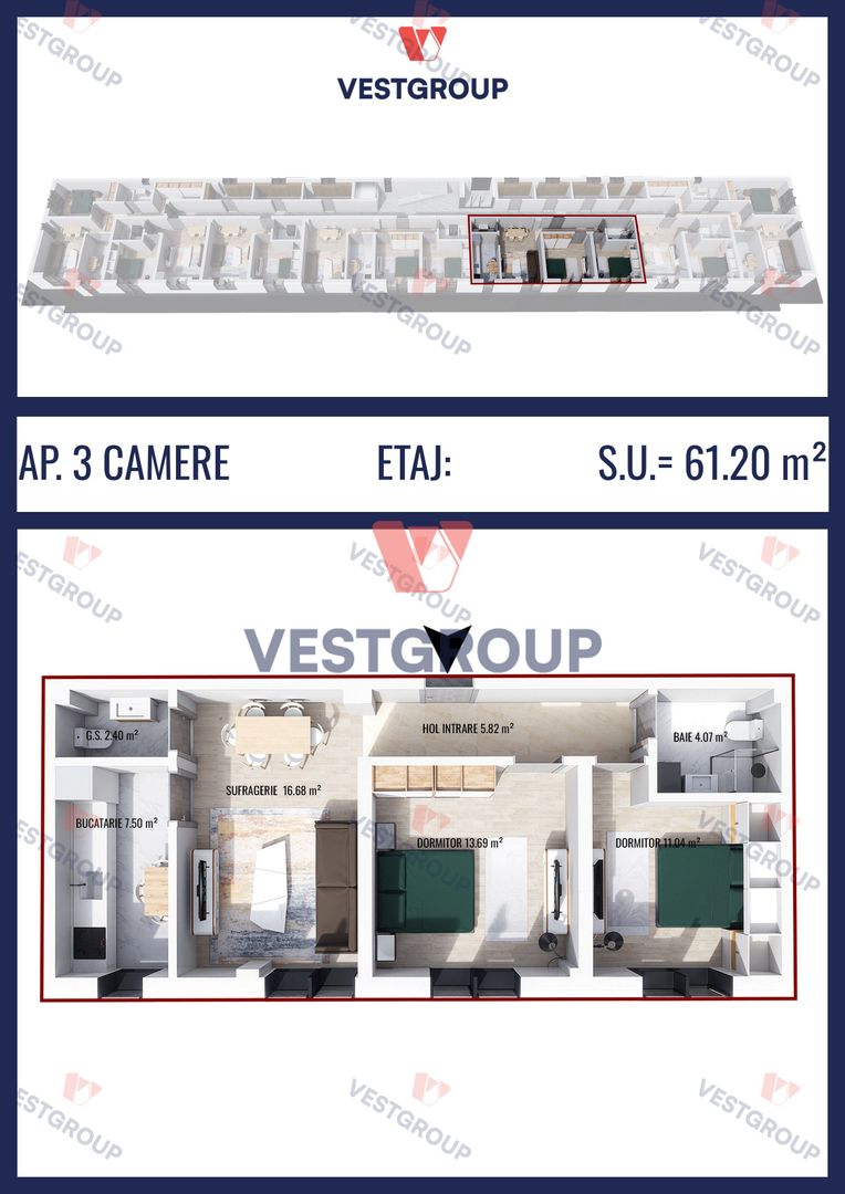 Apartament 3 camere Proiect Weiner 5 Direct Dezvoltator Vest Group - Poză 2