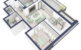 Apartament 3 camere | Balcon 22.2 mp | Etaj 3 | Turnisor - Poză 5