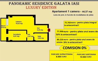Apartament 1 camera de vanzare in Iasi, Galata, 44,57 mp, bloc nou - Poză 2