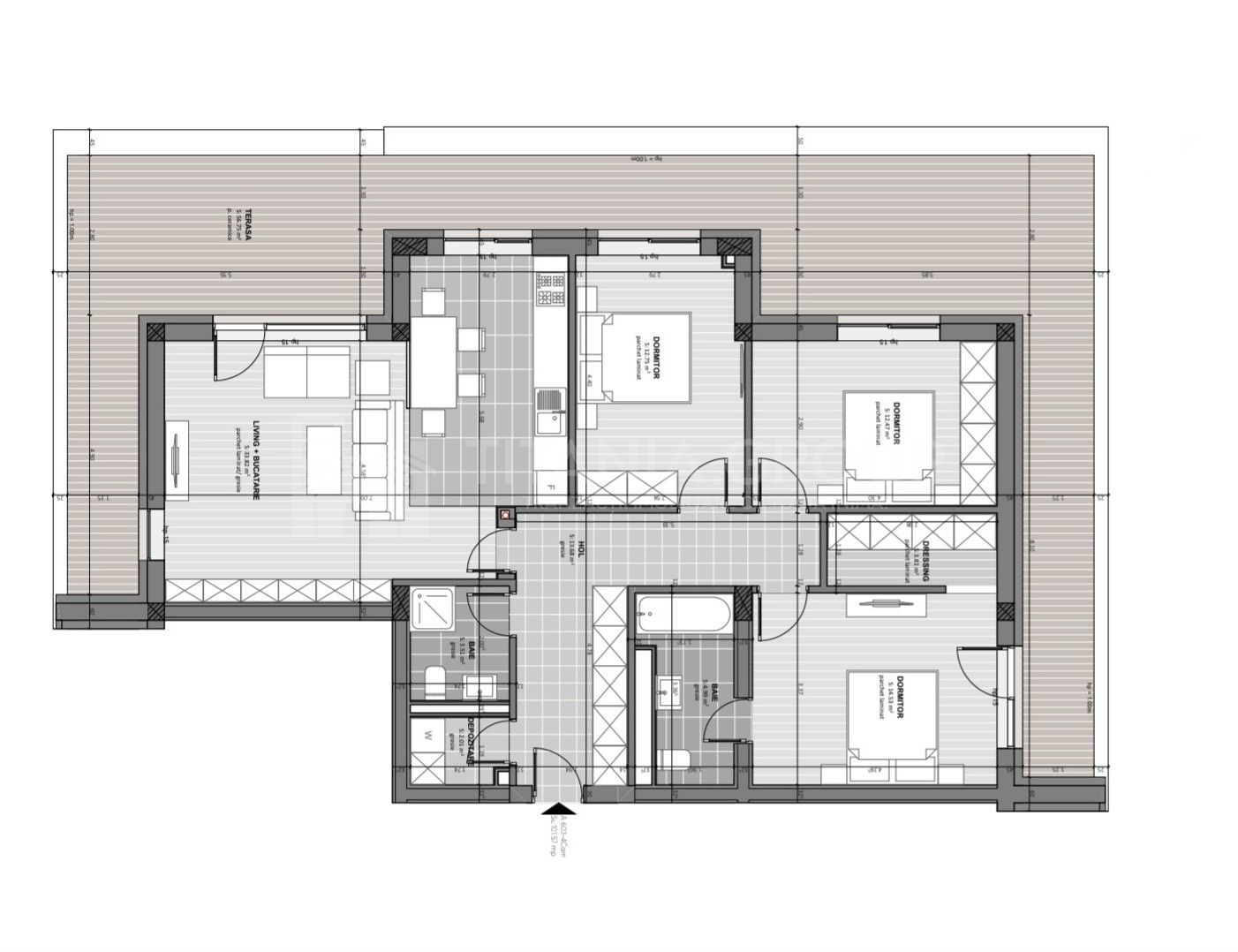 Penthouse cu 4 camere, terasă de 57 mp, priveliște - Kasper Coresi - Poză 16