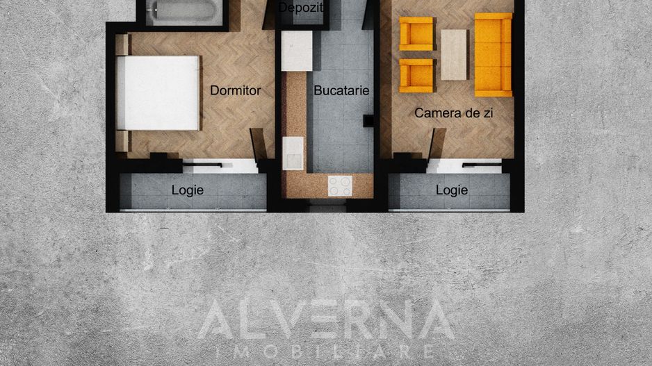 COMISION 0%! Apartament 2 camere, 51mp, semifinisat, 2 balcoane -Terra - Schiță 1
