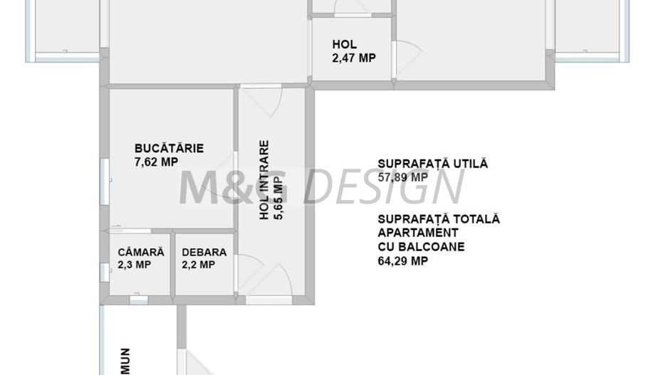 2 camere decomandat Bucovina  58 mp utili  centrala proprie - Poză 16