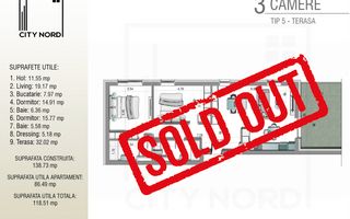 Penthouse 3 camere - 118.51 mp utili - CITY NORD 1 Decembrie - Poză 1