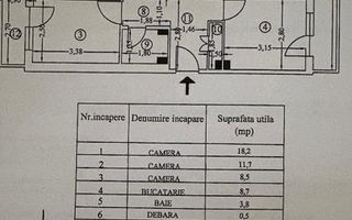 Apartament 3 camere | Dristor  | 71 mp utili - Schiță 1