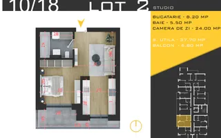 Garsoniera 44 mp, Ideal Investitie Comision 0%, zona Pallady - Schiță 11