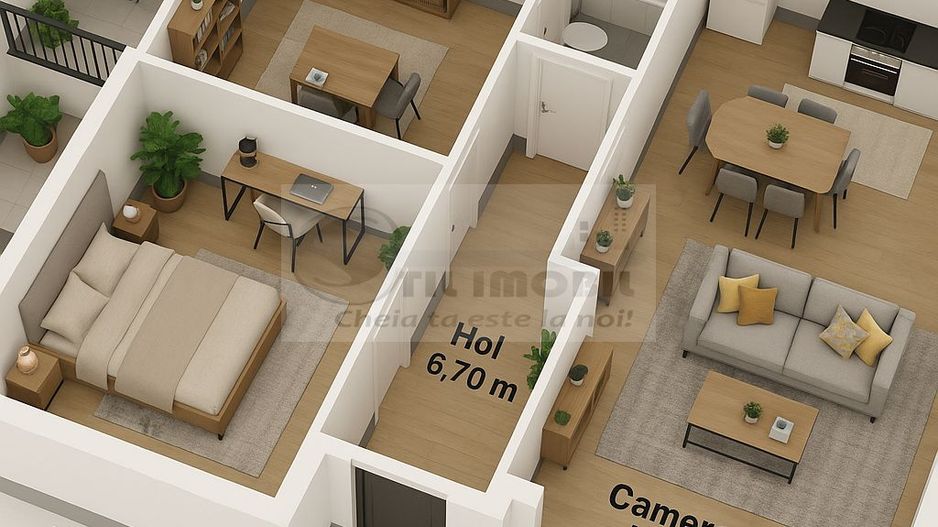 Apartament 3 camere | Curte| Parcare inclusă – 111.100€+21% TVA - Poză 5