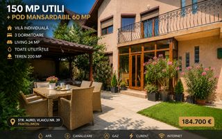VILĂ INDIVIDUALĂ P+M | 150 MP | POD MANSARDABIL- TOATE UTILITATILE - Poză 1