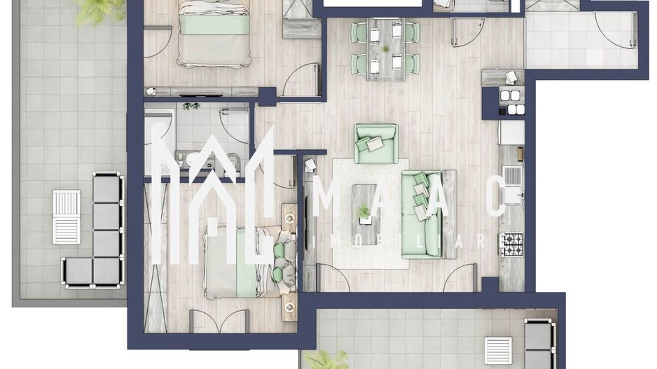 Apartament 3 camere | Balcoane 15.1 mp | Turnisor | F2 - Poză 1