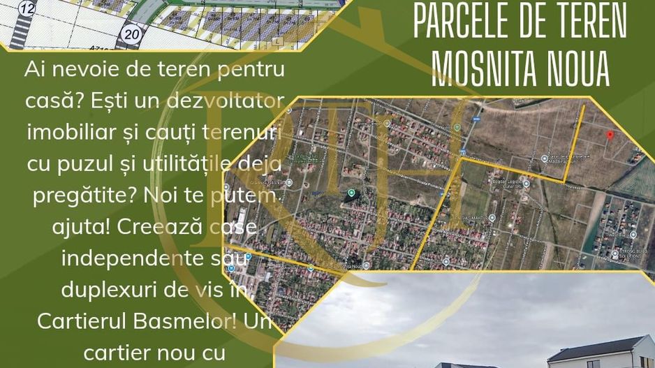 Oferim parcele de vânzare în cartier nou din Moșnița Nouă - pentru dezvoltatori! - Poză 1