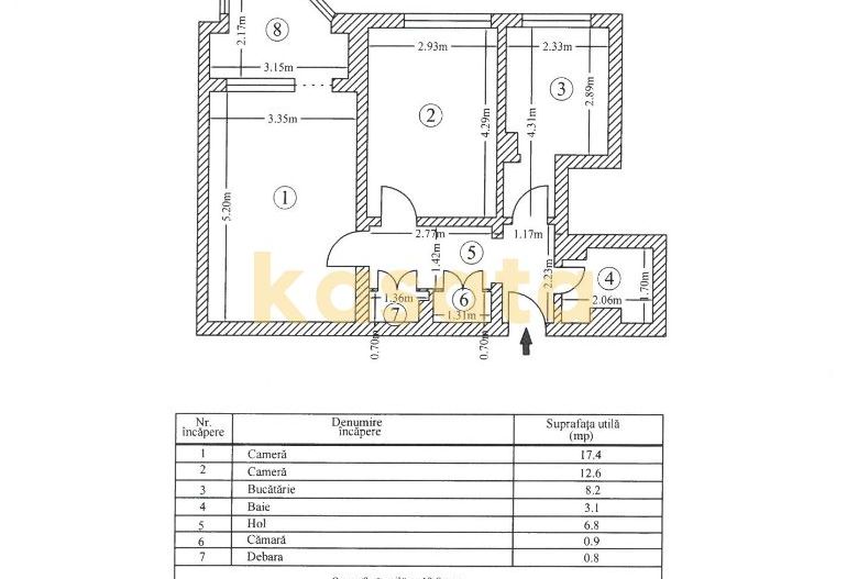 2 Camere | Dorobanți | 50mp | Decomandat | Mobilat - Schiță 10