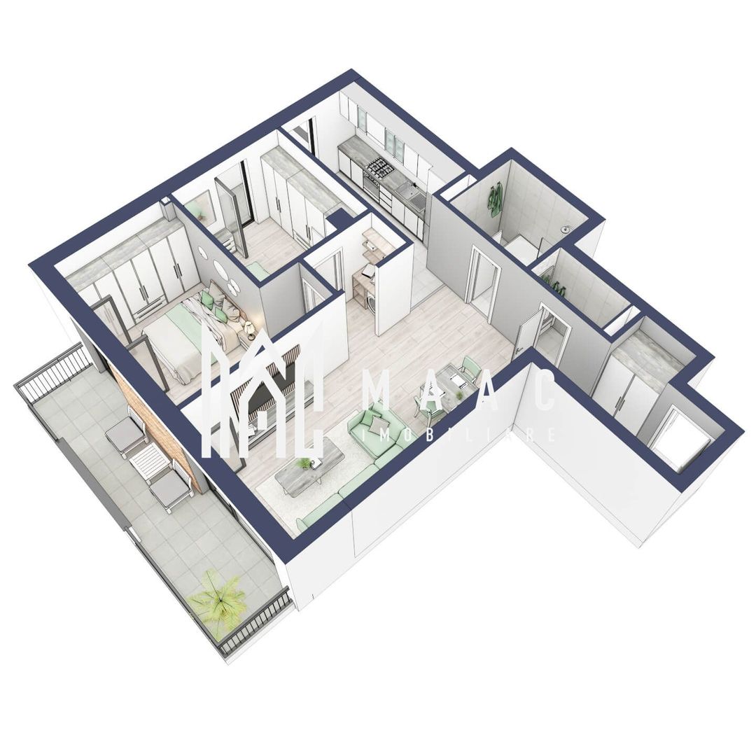Apartament 3 camere | Balcoane 15.1 mp | Etaj 1 | Turnisor - Poză 3