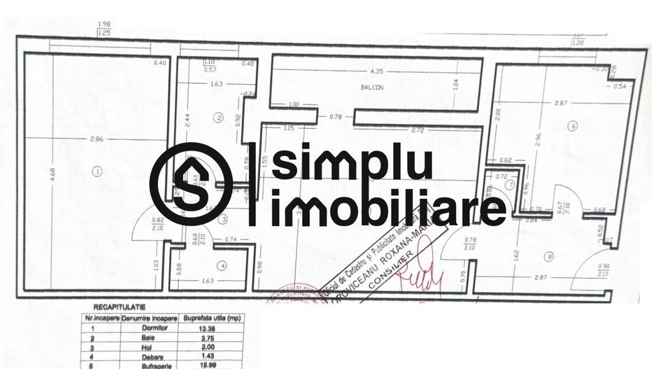 Apartament 2 camere semidecomandate transformat in 3 et 3/4 Brazda - Schiță 9