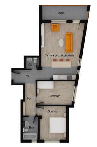 Apartament 3 camere, 2 bai, 71 mp, etaj intermediar, balcon, garaj. - Poză 3