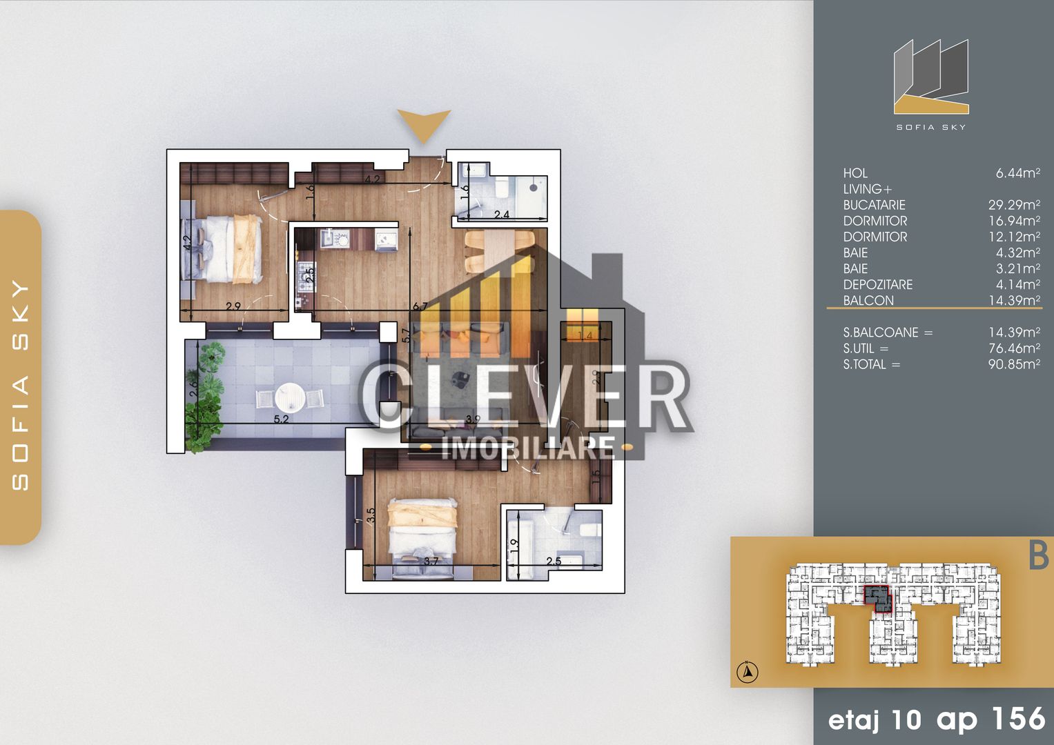 Apartament 3 camere Finalizat Pallady 700 m Metrou Teclu - Poză 1