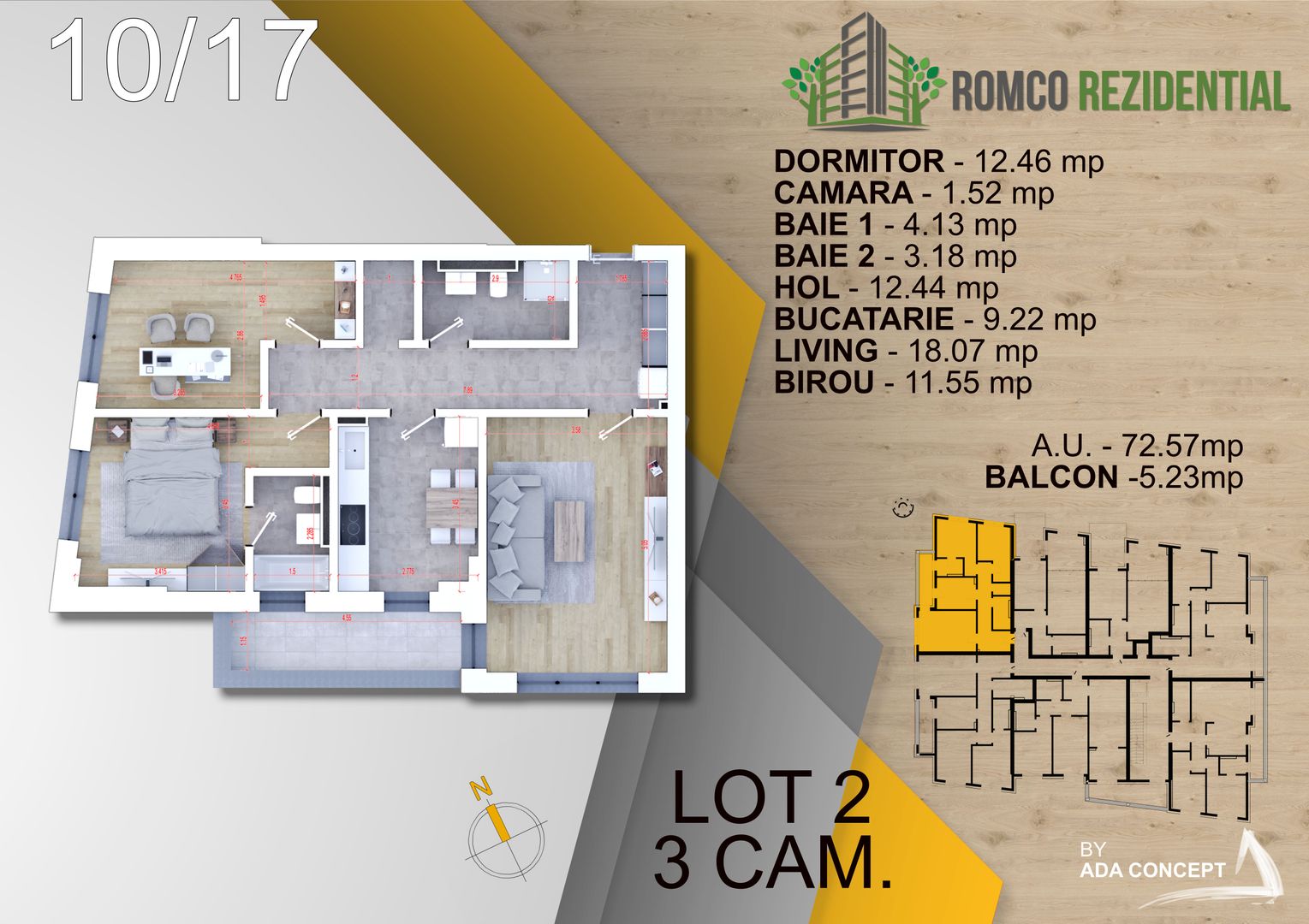 AP. 3CAM IN BLOC P+3-PROIECT ROMCO / PANOURI FOTOVOLTAICE,TRIPAN! - Poză 3