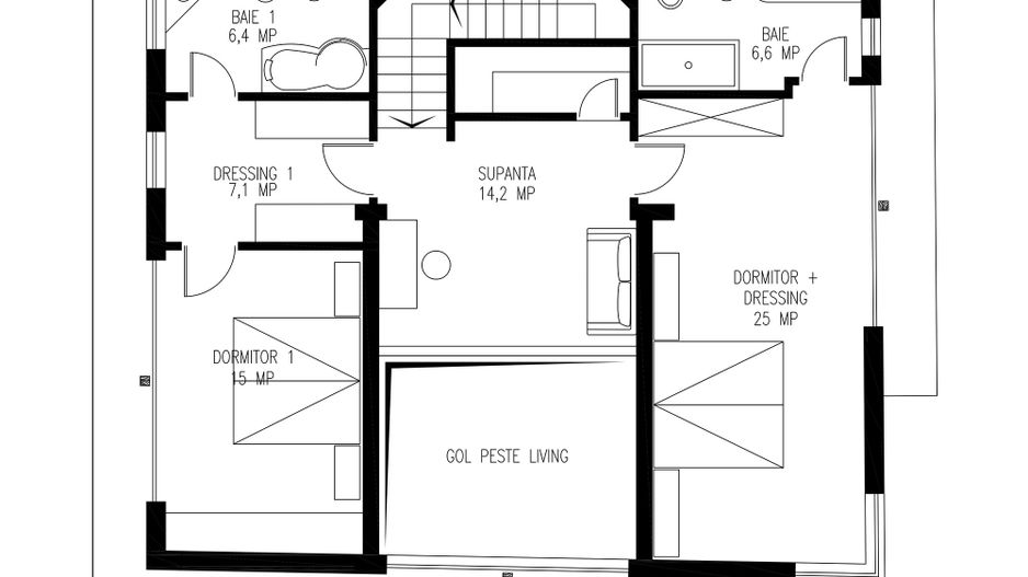 Apartament duplex 4 camere 4 bai 200 mp Bucuresti Domenii - Schiță 4