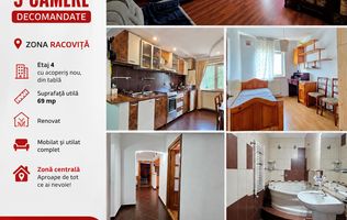 Apartament cu 3 camere, mobilat și utilat, VASLUI - zona CENTRU;