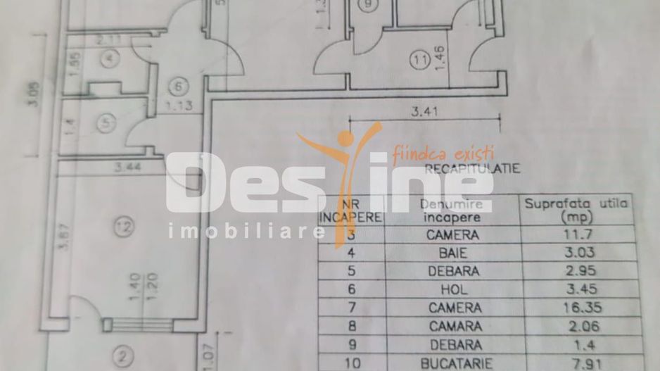 Apartament de vânzare, zona PODU ROȘ, 3 camere, semidecomandat, etaj 1 - Poză 13