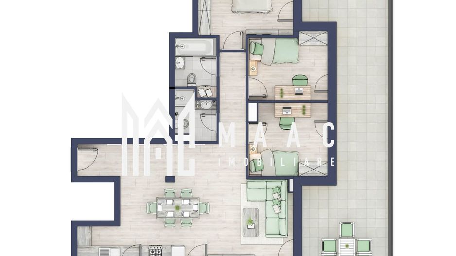 Penthouse 3 camere | Etaj 4 | Balcon 107.2 mp | Turnisor - Poză 1