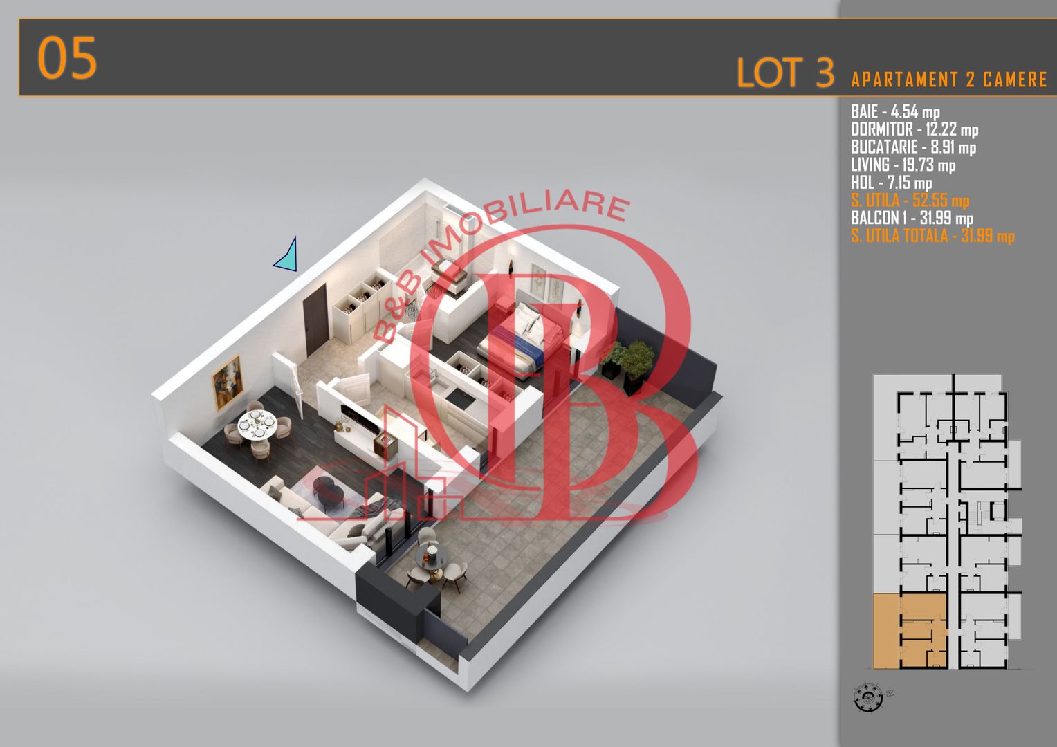 Apartament 2 camere cu terasa Titan-Pallady-Metrou Teclu - Schiță 8