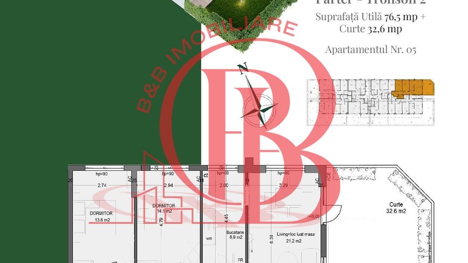 Apartament 3 camere cu gradina Theodor Pallady Metrou Teclu - Schiță 3