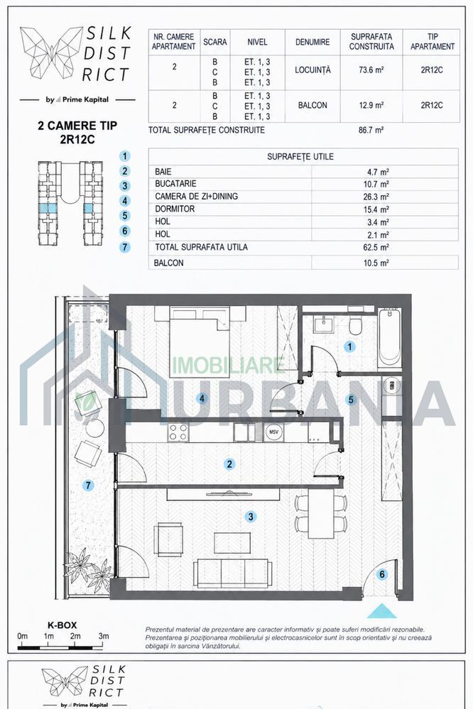 Apartament 2 camere, 62,5 mp, Silk District, Iași - etaj 1, bloc finalizat și intabulat în 2026 - Poză 8