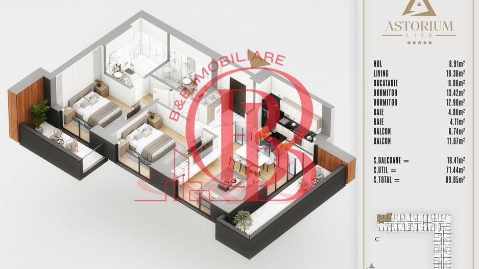 3 camere  Proiect Premium Titan Pallady - Schiță 5