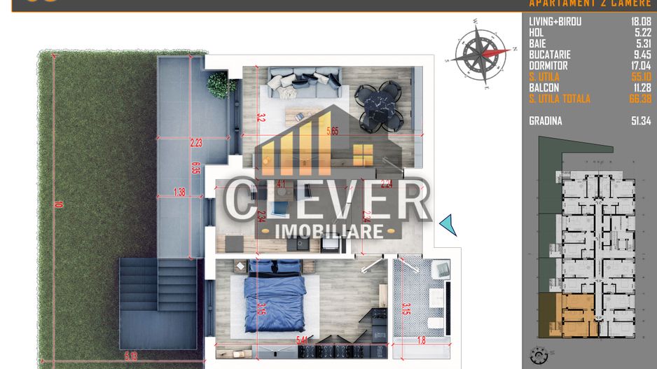 Apartament 2 camere cu Gradina Proprie 51mp Comision 0% - Poză 1