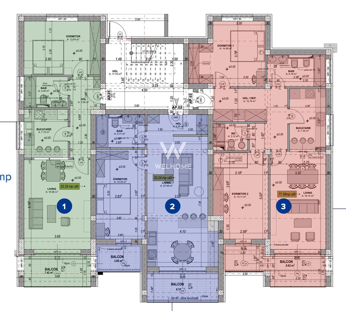 Apartament 2 camere, investitie, ansamblu nou, Sibiu - Schiță 11