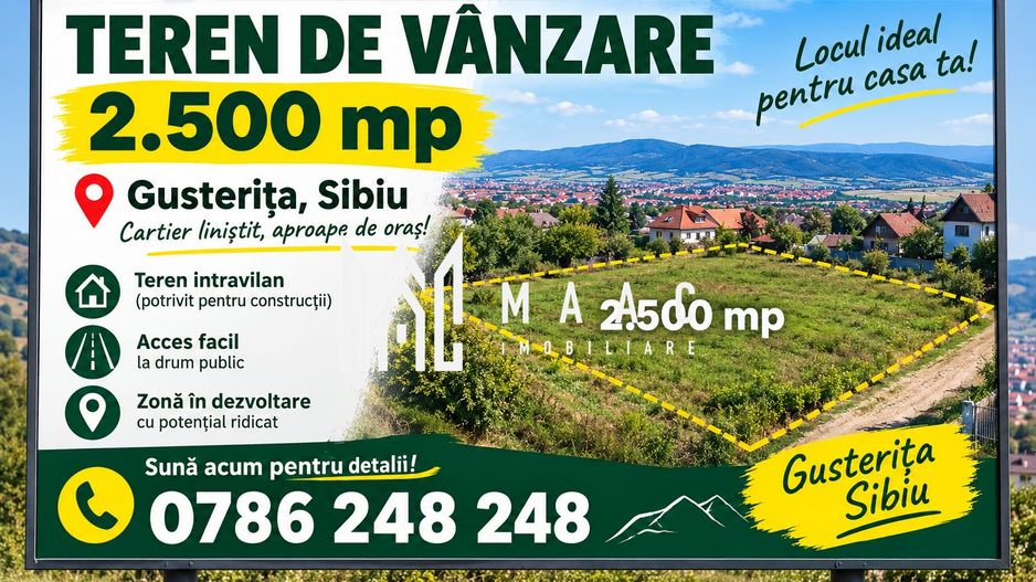 Teren intravilan de vânzare | Sibiu, Gusterița | 2500 mp - Poză 3