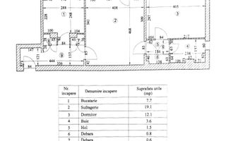 Apartament doua camere spatios Rovine etaj 1 cu centrala 54mp 1978 - Schiță 8
