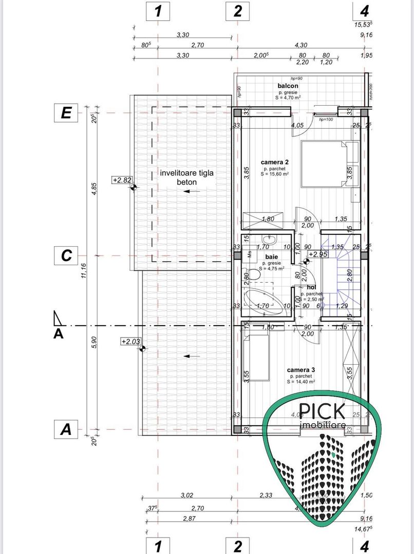 P 1136 - Casă duplex cu 4 camere în Sâncraiu de Mureș - Peștișorul de Aur - Schiță 12