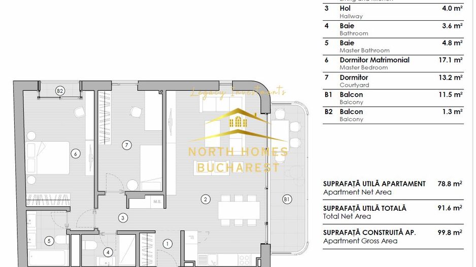 Apartament de 3 camere foarte luminos cu terasa - Domenii - Poză 14