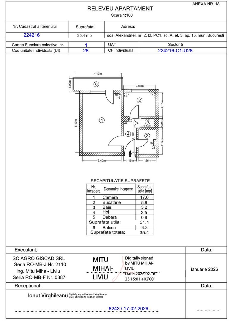 Garsonieră 31 mp + balcon | Etaj 3/10 | Ideal investiție / renovare - Schiță 14