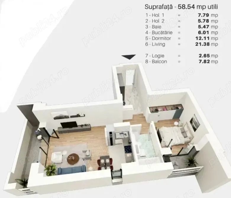 Aradului - Iris | 2 Camere | Loc de parcare | Amenajat Modern - Schiță 10