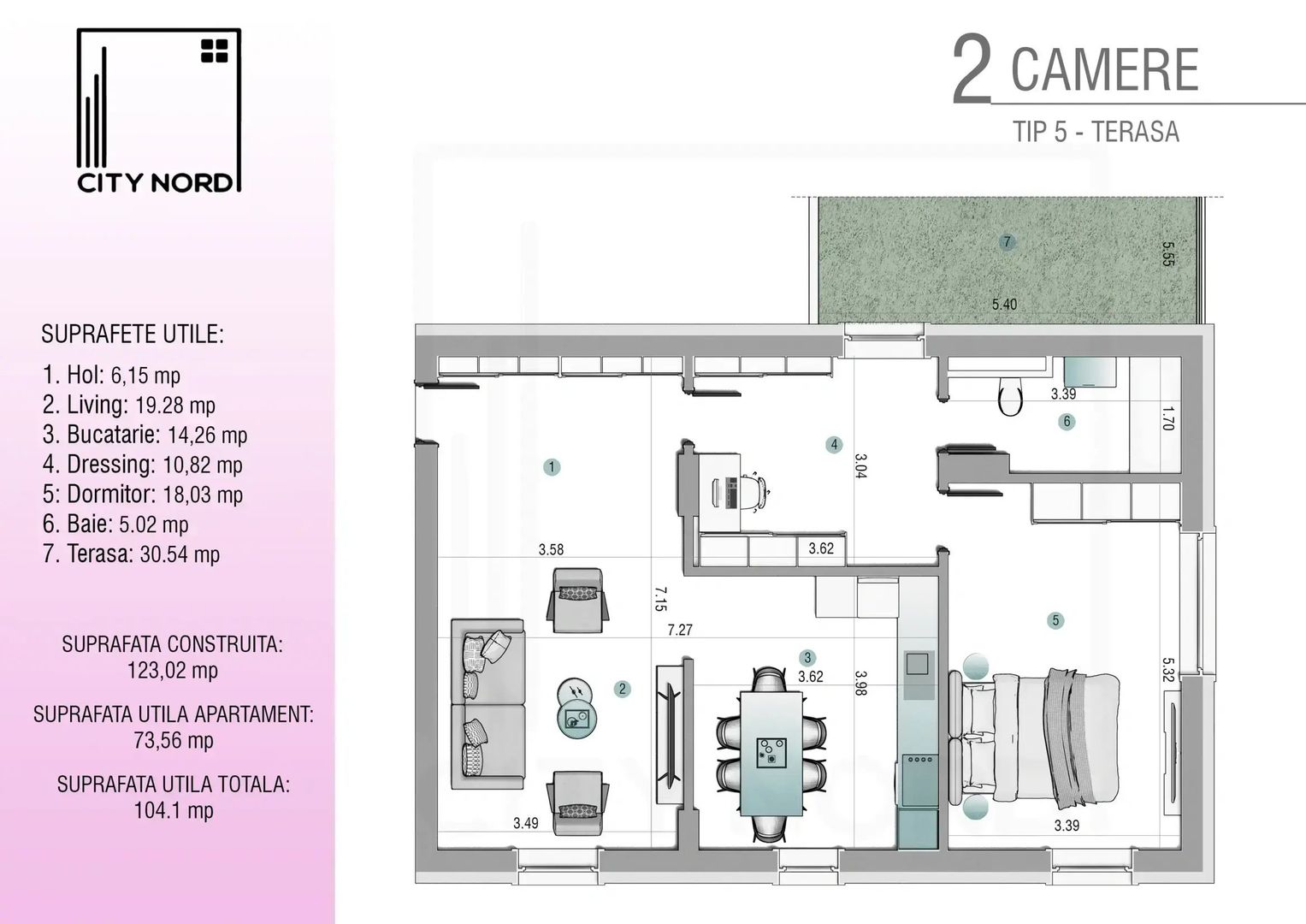 Penthouse 2 camere – 100 mp– terasă superbă – direct dezvoltator - Poză 8